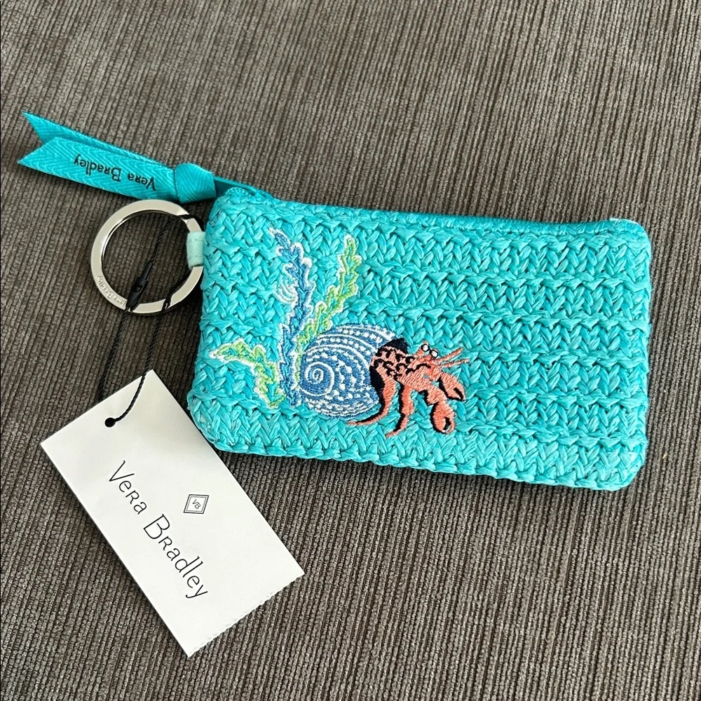 VERA BRADLEY Straw Zip ID Case Antilles Treasure NWT